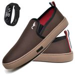 Kit Tenis Sapatenis Masculino Slip On Confortavel Facil de Calçar Sem Cadarço e Relogio Digital