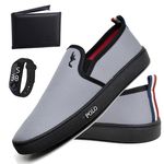 Kit Tenis Sapatenis Masculino Slip On Confortavel Facil de Calçar Sem Cadarço Carteira e Relogio Digital