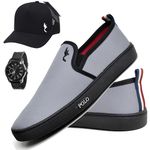 Kit Tenis Sapatenis Masculino Slip On Confortavel Facil de Calçar Sem Cadarço Bone e Relogio