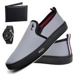 Kit Tenis Sapatenis Masculino Slip On Confortavel Facil de Calçar Sem Cadarço Carteira e Relogio