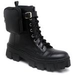 Bota Coturno Feminina Tratorada Flatform Cano Curto Modelo Outono Inverno Classico Com Bag