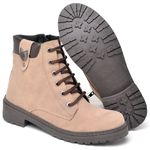 Bota Coturno Feminina Tratorada Flatform Couro Sintético Camurça Modelo Outono Inverno Casual