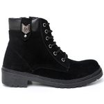 Bota Coturno Feminina Tratorada Flatform Couro Sintético Camurça Modelo Outono Inverno Casual