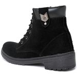 Bota Coturno Feminina Tratorada Flatform Couro Sintético Camurça Modelo Outono Inverno Casual