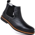 Botina Classica Chelsea Masculina Sola Borracha Tradicional Couro Bota Resistente Casual Dia a Dia