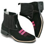 Bota Texana Country Bico Quadrado Em couro Botina Rodeio Feminina