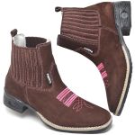 Bota Texana Country Bico Quadrado Em couro Botina Rodeio Feminina