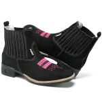 Bota Texana Country Bico Quadrado Em couro Botina Rodeio Feminina