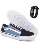 Kit Tenis Old Skool Estiloso e Confotavel Dia a Dia Com Relogio Digital