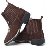 Bota Texana Country Bico Quadrado Em couro Botina Rodeio Masculina