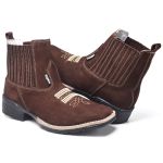 Bota Texana Country Bico Quadrado Em couro Botina Rodeio Masculina