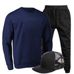 Kit Conjunto Moletom Gola Careca Liso Agasalho Outono Inverno Flanelado E Boné