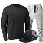 Kit Conjunto Moletom Gola Careca Liso Agasalho Outono Inverno Flanelado E Boné