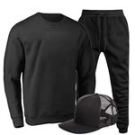 Kit Conjunto Moletom Gola Careca Liso Agasalho Outono Inverno Flanelado E Boné