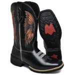 Bota Masculina Texana Bordada Cano Alto Country em Couro do 37 ao 44