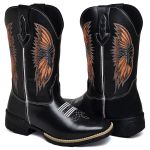 Bota Masculina Texana Bordada Cano Alto Country em Couro do 37 ao 44