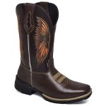 Bota Masculina Texana Bordada Cano Alto Country em Couro do 37 ao 44
