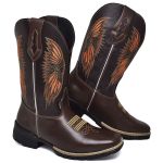 Bota Masculina Texana Bordada Cano Alto Country em Couro do 37 ao 44