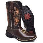 Bota Masculina Texana Bordada Cano Alto Country em Couro do 37 ao 44