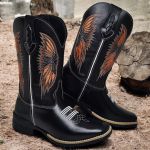 Bota Masculina Texana Bordada Cano Alto Country em Couro do 37 ao 44