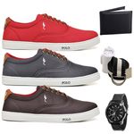 Kit 3 Pares Sapatenis Masculino Casual Cano Baixo Super Leve e Confortável Polo Blu Carteira Relogio Cinto e Meia