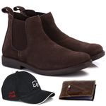 kit Botina Chelsea Masculina Polo North Café + Boné Preto