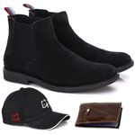 kit Botina Chelsea Masculina Polo North Preta + Boné Preto