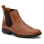 Botina Country Masculina Chelsea Boot Toda Em Couro Liso Whisky Clássico