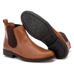 Botina Country Masculina Chelsea Boot Toda Em Couro Liso Whisky Clássico