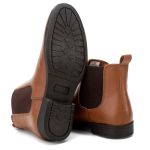 Botina Country Masculina Chelsea Boot Toda Em Couro Liso Whisky Clássico