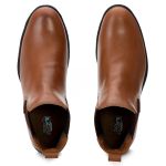 Botina Country Masculina Chelsea Boot Toda Em Couro Liso Whisky Clássico