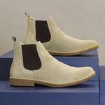 Botina Chelsea Masculina Clássica Areia Polo North London Vintage