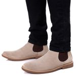 Kit Botina Chelsea Masculina Polo North Areia + Sandália Comfort Todo em Couro