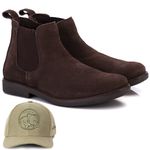 kit Botina Chelsea Masculina Polo North Marrom + Boné General Urso