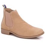 Kit Botina Chelsea Masculina Polo North Areia/Areia + Chinelo Comfort Todo em Couro 