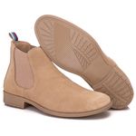 Kit Botina Chelsea Masculina Polo North Areia/Areia + Chinelo Comfort Todo em Couro 