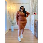 Vestido Tubinho Marrom Manga Longa G/GG 