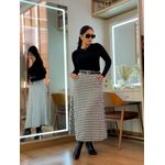 Saia Cleo Tweed Preto E Branco