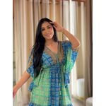 Vestido Maia Estampado Azul E Verde