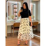 Saia Luara Off White E Preto
