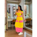 Vestido Bianca Amarelo E Rosa