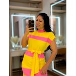Vestido Bianca Amarelo E Rosa