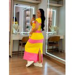 Vestido Bianca Amarelo E Rosa