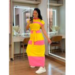 Vestido Bianca Amarelo E Rosa