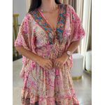 Vestido Maia Estampado Rosa E Creme