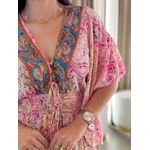Vestido Maia Estampado Rosa E Creme