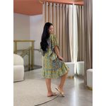 Vestido Maia Estampado Marrom E Azul