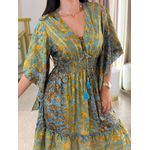 Vestido Maia Estampado Marrom E Azul