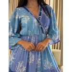 Vestido Eduarda Azul E Dourado