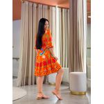Vestido Marina Estampado Arara Laranja E Azul